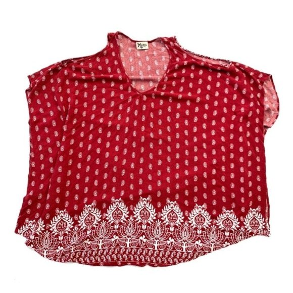 Show Me Your Mumu Rare Bonfire Red Peka Boo Tunic | Cold Shoulder | Size‎ S - Picture 1 of 3